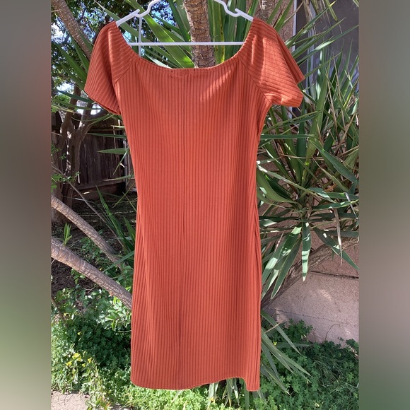 Orange Off the Shoulder Dress - Picture 3 of 6